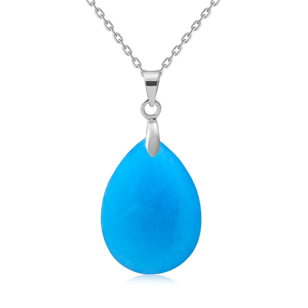 New Fashion Natural Stone Crystal Pendant Teardrop Simple Pendant Necklace Earrings Making Jewelry With Chain Collar