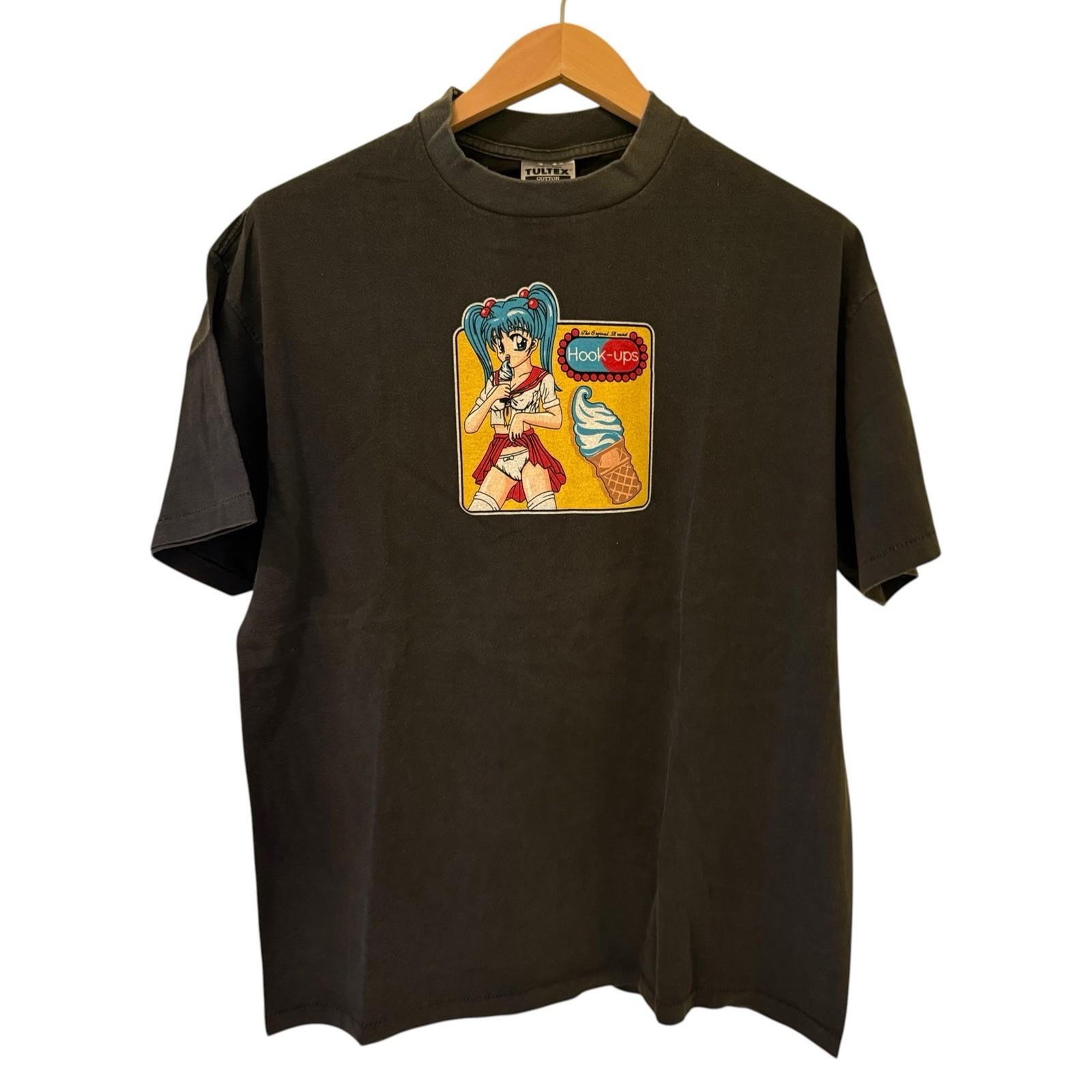 Hook-Ups Skateboard Vintage Ice Cream 90s Anime Girl Cartoon XL T-Shirt REPRINT Unisex T-Shirt L