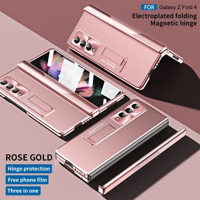 Μαγνητική Θήκη με Βάση Μεντεσέ Για Samsung Galaxy Z Fold 4 3 5G Κάλυμμα Με Ηλεκτρολυτική Επικάλυψη Φιλμ Φακού Θήκη Για Galaxy Z Fold4 Fold3