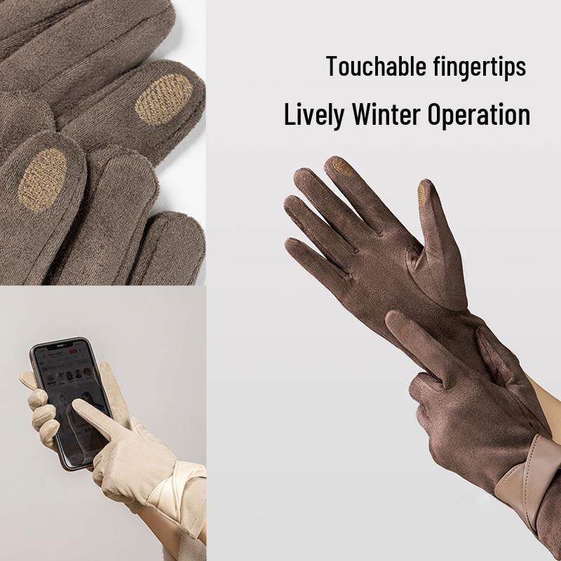 Damen Fleece-gefütterte Touchscreen-Handschuhe - Winddicht und warm zum Radfahren & Autofahren, Herbst/Winter 2025 Mode