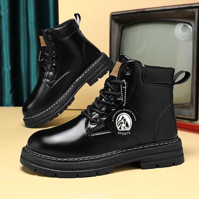 Męskie Buty Martinowe na Wiosnę i Jesień Cztery Pory Roku Styl Retro Brytyjski Wysokie Buty Robocze Krótkie Buty