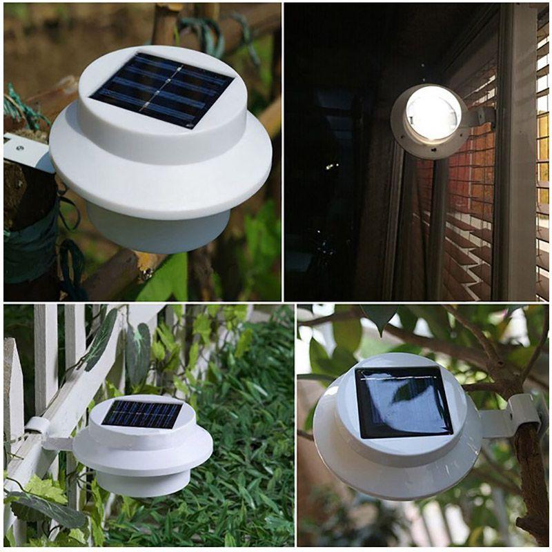 Power New Solar Powered Outdoor Garden Light Gutter Fence 3 Led Wall Lamp Bulb