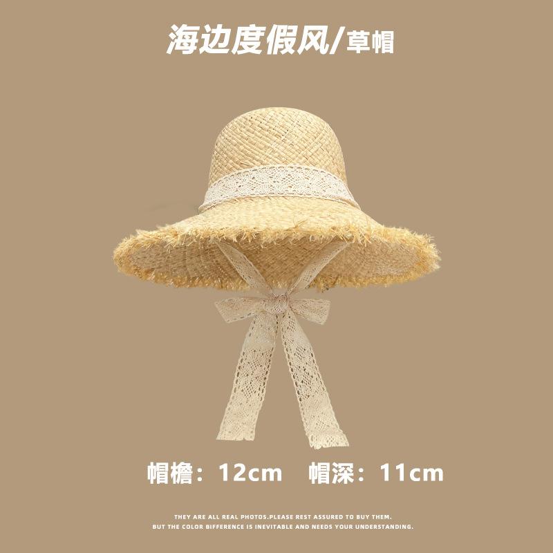 Cappello di paglia donna estate nuovo vacanza al mare spiaggia cappello parasole coprivolto francese cappello parasole cappello protezione solare foto