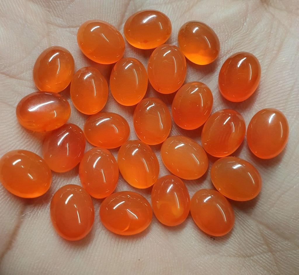 Natural AAA Carnelian Oval Cabochon Lot, Orange Carnelian Gemstone, Oval Flat Back Cabochon, Loose Stone for Jewelry Making, High Quality Carnelian