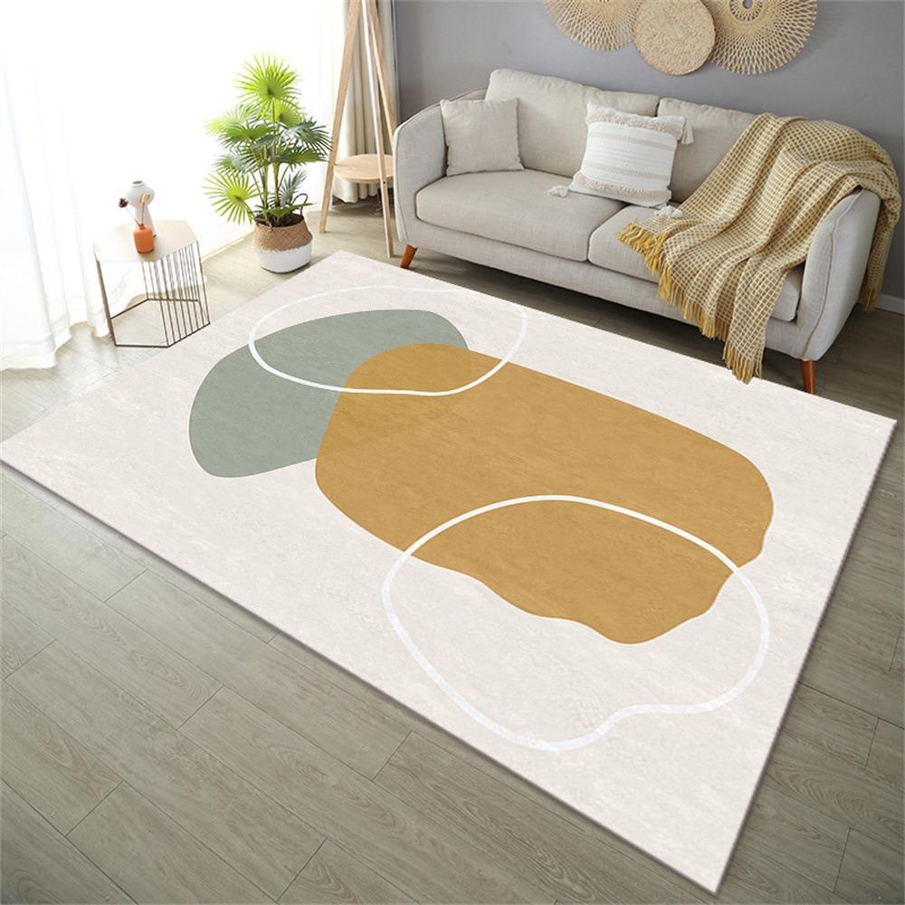 Minimalist Abstract Geometric Pattern Area Rug with Soft Pastel Colors Floor Mat for Living Room Bedroom Modern Home Decor
