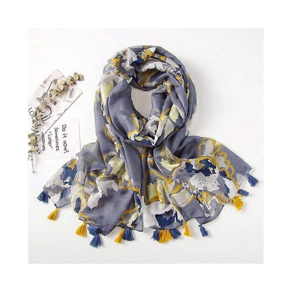 (1)Designer-Marken-Damenschal, modisch bedruckt, Baumwolle, warmer Schal, muslimischer Schal, Hijab, Damen-Pashmina, Bandana, Quasten-Strandschal, Foulard