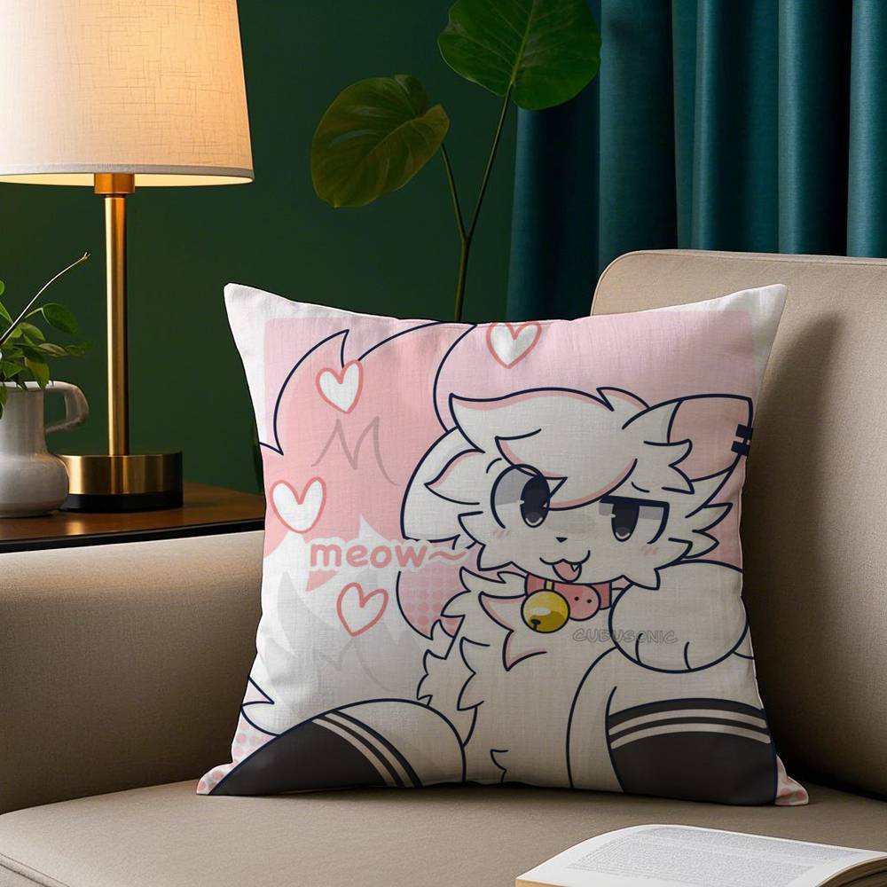 Boykisser S-Alberne Katze Niedlicher Kissenbezug Gemütlicher Plüsch-Kissenbezug Beidseitig bedruckt – Wohngeschenk für Schlafzimmerdeko