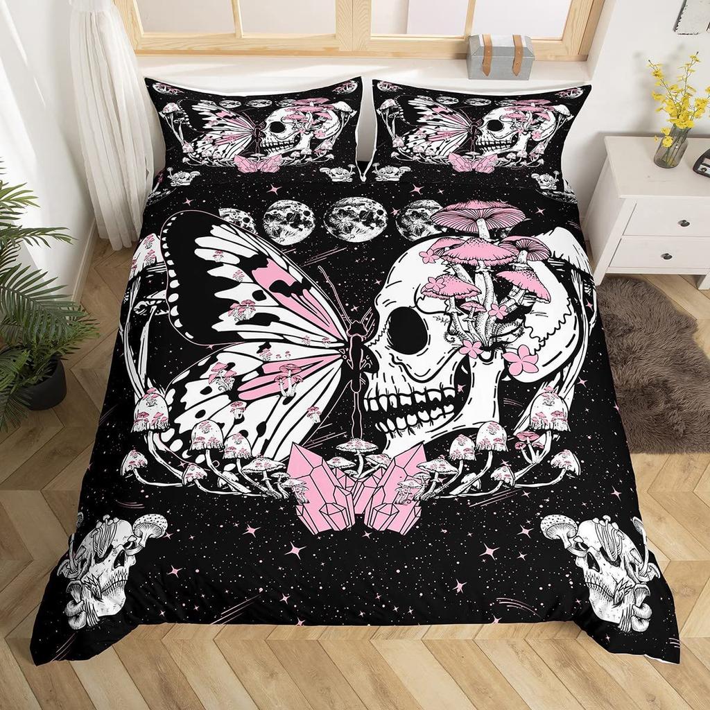 Color Skull Digital Printing Quilt Cover Bedding Home Textile Polyester Quilt Cover Three-Piece Set