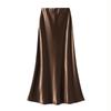 Women's French-Style Satin Midi Skirt - Light Luxury, High-Waist, Bodycon Mermaid Design for Spring and Autumn