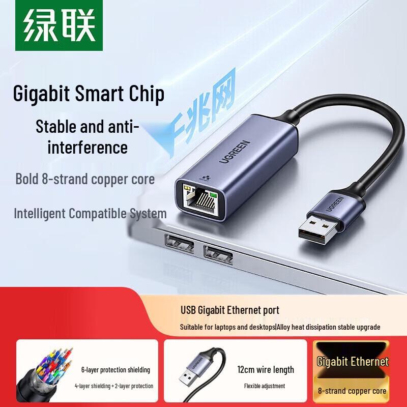 

UGREEN USB 3.0 Hub with Gigabit Ethernet & Dual-Band Wi-Fi (CN version)