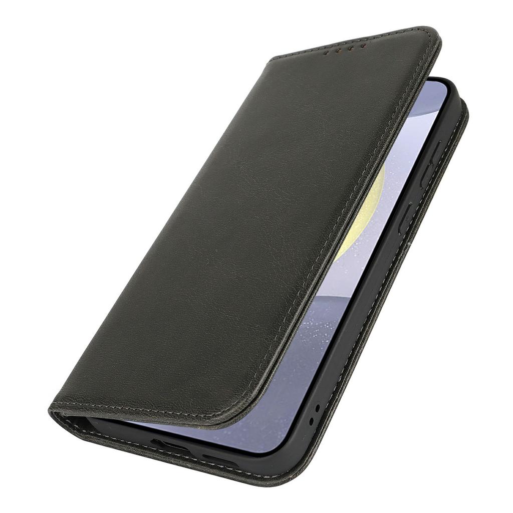 For Samsung Galaxy S25+ Case PU Leather Calf Textured Magnetic Closing Smart Phone Cover