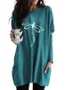 Women's Long Tunic with Pockets Loose Fit Printed Logn Sleeve Top