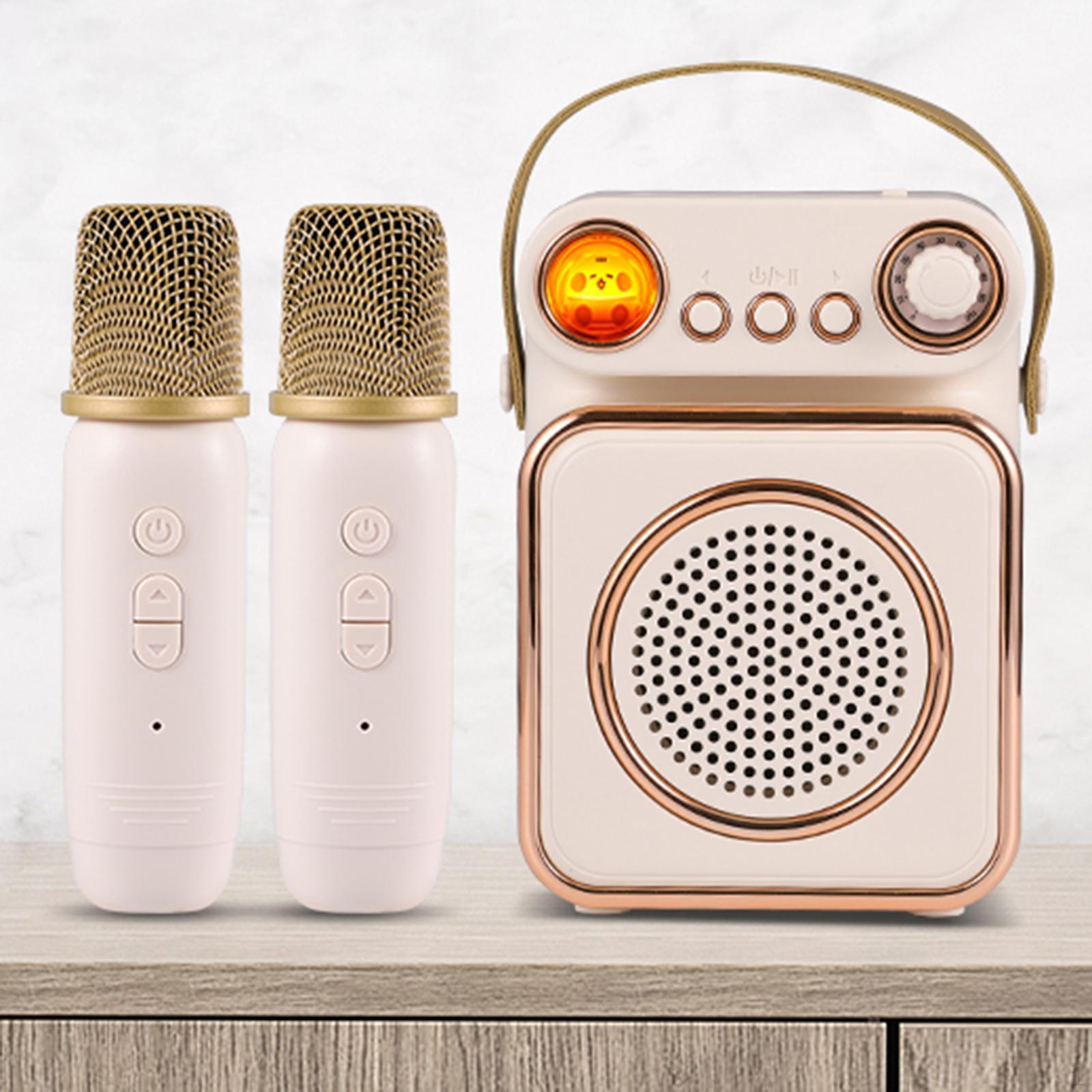 

Портативная звуковая система с динамиком и микрофонами для семейных мероприятий бежевый