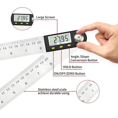 SHANHR 200 mm/300 mm Digitaler Winkelmesser Edelstahl Elektronischer Winkelmesser Elektronischer Winkelmesser Goniometer Winkelmessgerät