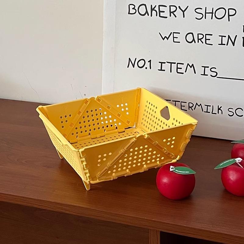 

Nordic Fruit Basket Organiser Drain Basket Foldable Storage Box Snack Sundries Fruit Bread Storage Baskets Decorations Plastic