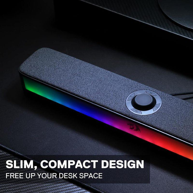 Soundbar da scrivania RGB Stereo a 2.0 Canali Altoparlanti per Computer da Scrivania Bluetooth 5.3, Alimentazione USB-C/USB, Nero