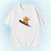Funny Snowboarding Hamster Animal Print Tshirt Cute Meme Loose Short Sleeve Unisex Casual Summer Top For Unisex Wounisex Daily Wear