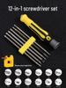Phillips & Flathead Dual-Use Retractable Ratchet Screwdriver Set with Torx and Double-Headed Design