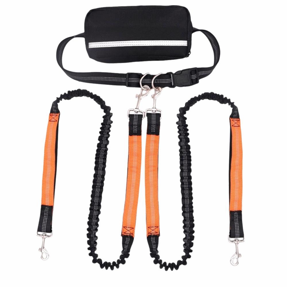 Anti-Tangle Dog Running Leash Reflective Stitching Hands Free Dog Leash  Outdoor Activities оранжевый