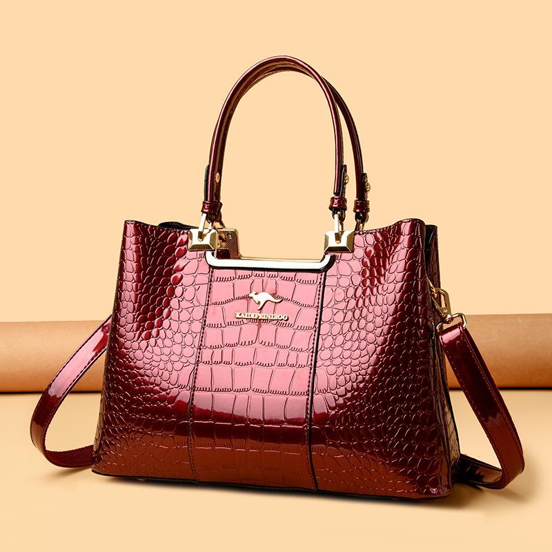 Sac Bandoulière Sac Épaule Sac à Main en Cuir Laqué Brillant pour Dames