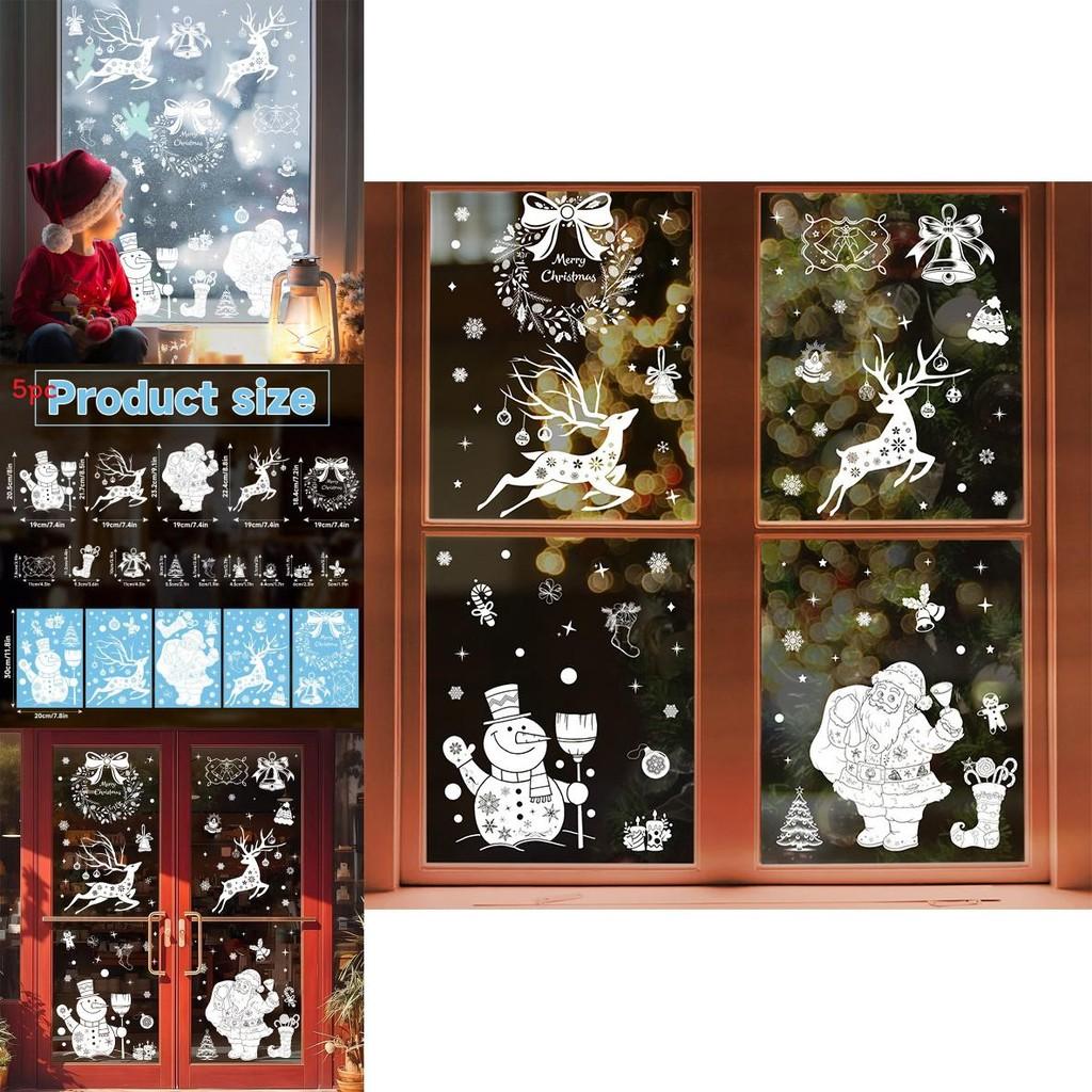 Christmas Window Decals Pvc Snowflake Reindeer Decor For Holiday Festivities