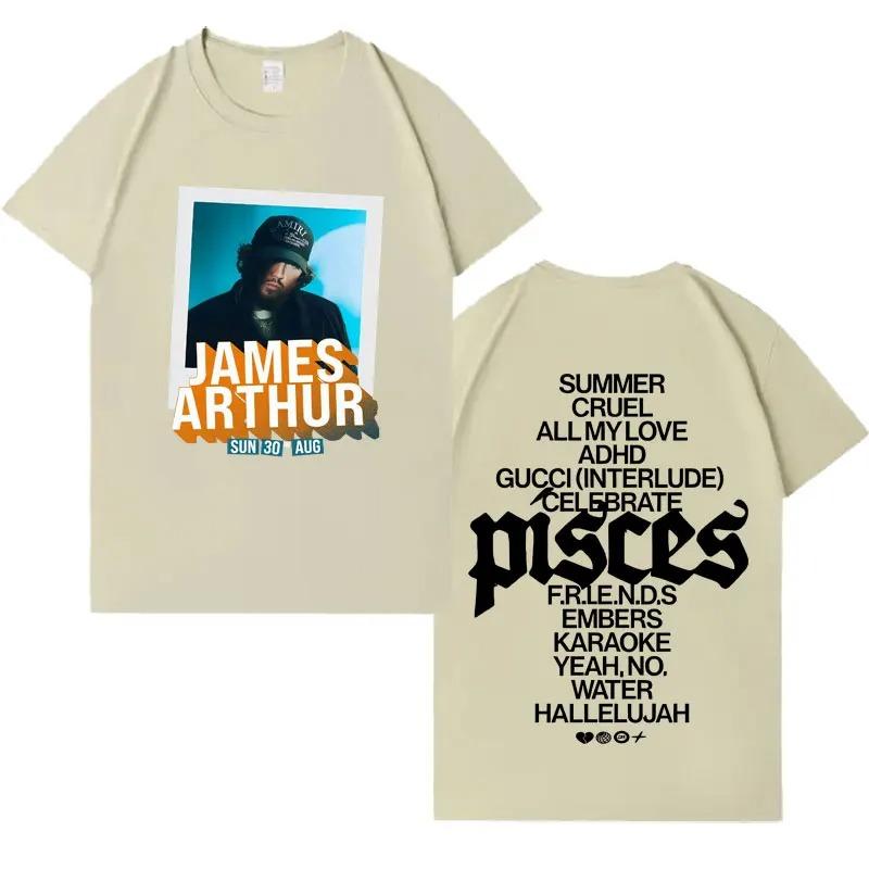

James Arthur 2026 New Album Tour TShirt Double Sided Print Top Summer High Quality Pop Aesthetic Loose TShirt Streetwear 4XL