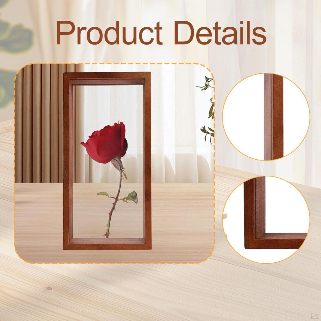 Shadow Box 3D Picture Frame Bouquet Badges Wedding Flower,Clear,Art with Glass Cover,Keepsake