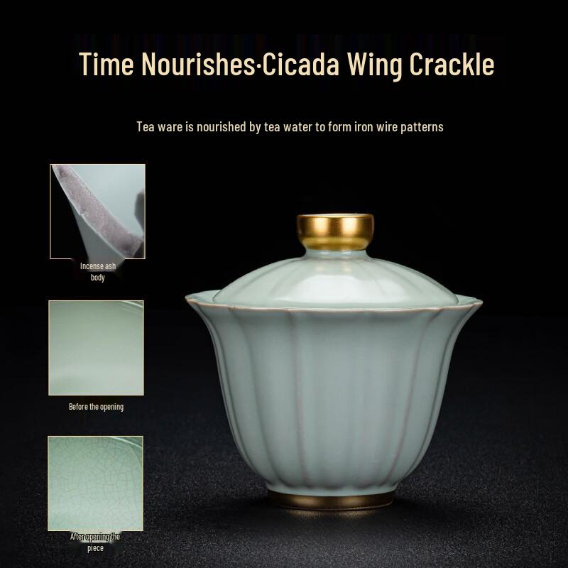 HA Ru Kiln Handmade Ceramic Celadon Gaiwan