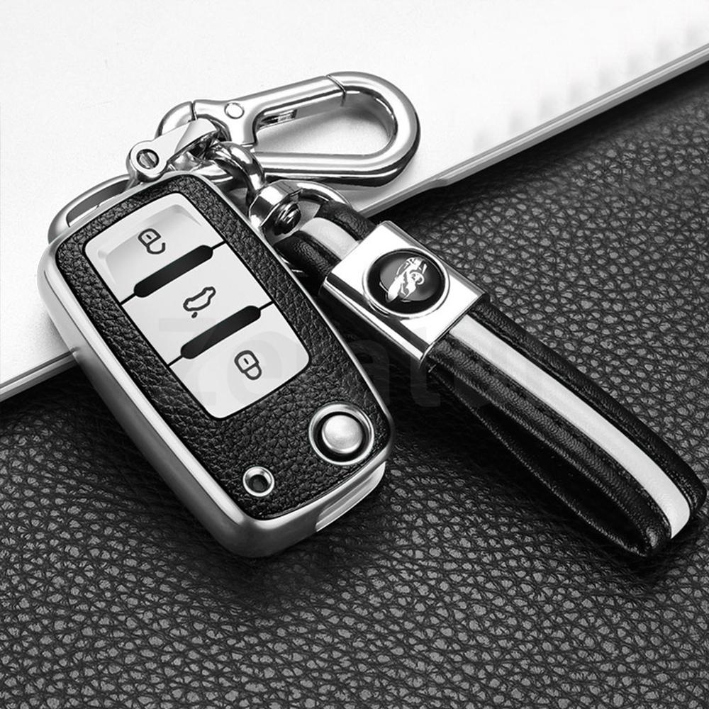 rmwpf7 2/3 Buttons TPU Leather Car Key Case Cover Shell Fob Bag for VW Volkswagen Polo Tiguan Passat Golf Jetta Lavida Skoda Octavia