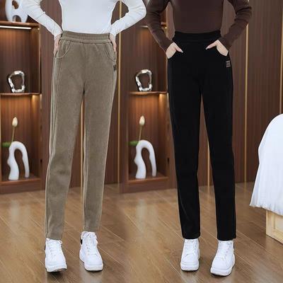 Autumn and Winter, Orly Fleece, Haren Pants, Added Fleece, Casual Pants, Slimming, High Waist, Straight Leg, Warm Pants, Loose Ankle Pants