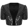 Women Glitter Sequin Cardigan Cropped Jacket Short Sleeve Open Front Fully Lined Stylish Club Cover Up