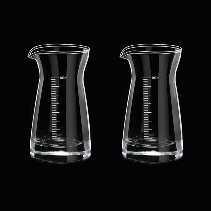 80ml Foreign Wine Glass with Scale Lines Household 2pcs Set Baijiu Dispenser Transparent Decanter Party Thick Bottomed Glass Cup