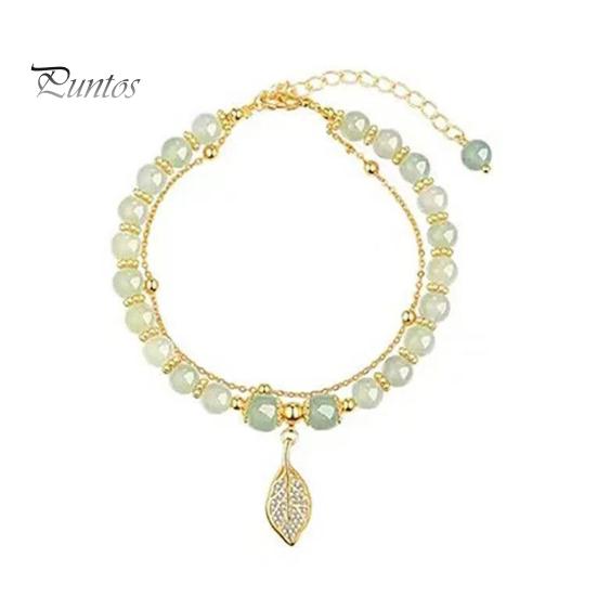 

Женский браслет из искусственного нефрита с гладкими бусинами, листом, арахисовым орехом, подвеской на удачу, регулируемой длины, со стразами, женский браслет для выпускного вечера, повседневные украшения на запястье B