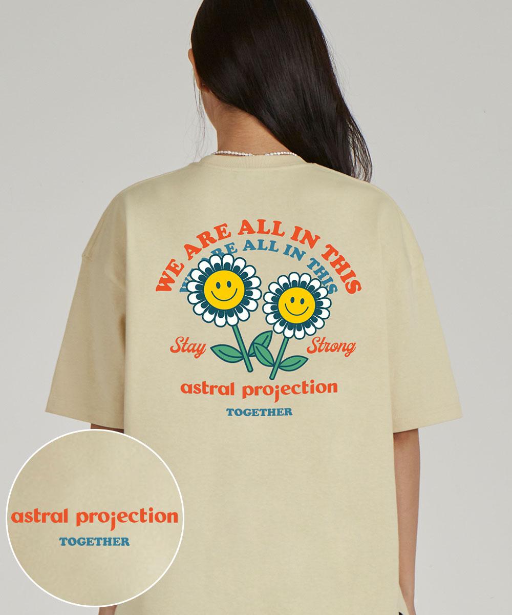 Astral Projection Smile Daisy Round Neck 15-Count Cotton Short Sleeve T-Shirt_Butter L