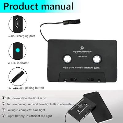 Universal Cassette Bluetooth 5.0 Adapter Cassette Converter Car Tape Aux Stereo Music Adapter USB Charging with Microphone