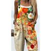 Women's Sleeveless Mid Rise 3D Digital Print Loose Casual Overalls Jumpsuit For Summer