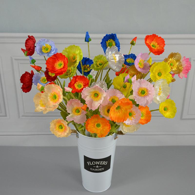 4 Heads Artificial Bouquet Simulation Poppies Fake Silk Flower For Home Wedding Party Decoration
