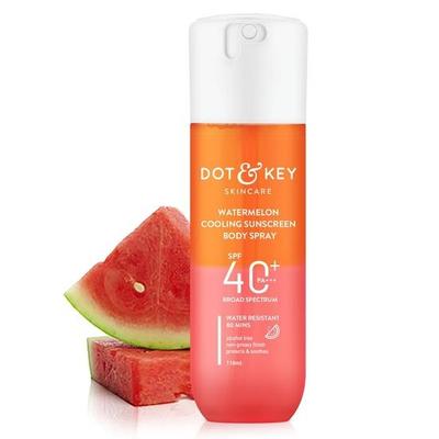DOT & KEY ספריי גוף קרור אבטיח להגנה מהשמש SPF 40 PA+++ לכל סוגי העור - 110 מ"ל|קרם הגנה מהשמש|לנשים וגברים