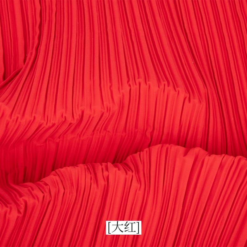 diy sewing wrinkled textile plain black white blue red pleated designer fabric by the meter for dress clothing background cloth