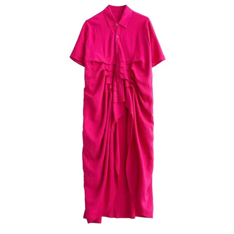 

XITAO Необычное однобортное платье с короткими рукавами GMM1371 One Size красный