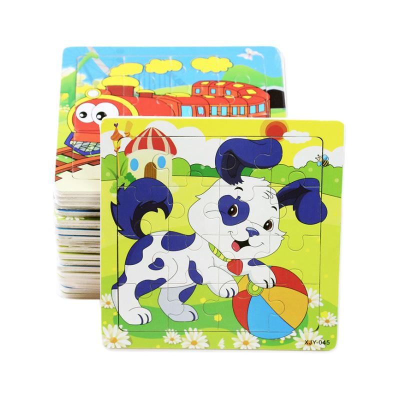 16-Piece Wooden 3D Puzzle Educational Toy for Infants & Toddlers Aged 6 Months to 3 Years, Boys & Girls