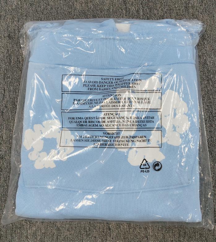 Schwerer Baumwoll-Denim-Hoodie mit Blumenmuster - Trendige amerikanische Streetwear-Jacke für Herren