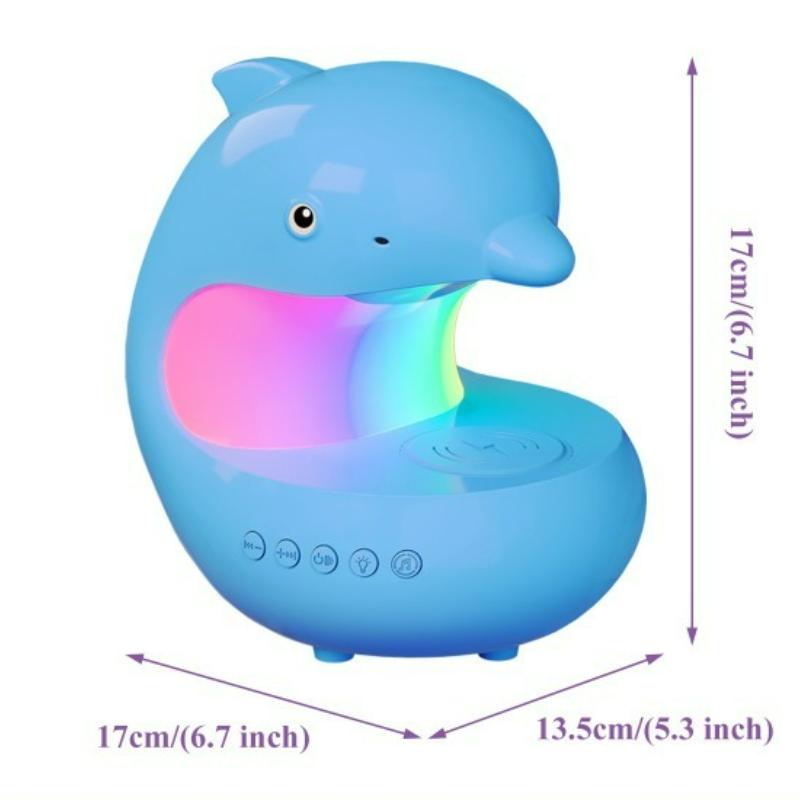 Wireless Charging Night Light Cute Dolphin Mood Colorful Ambient Lighting Bluetooth Speaker Bedroom Bedside Table Lamp
