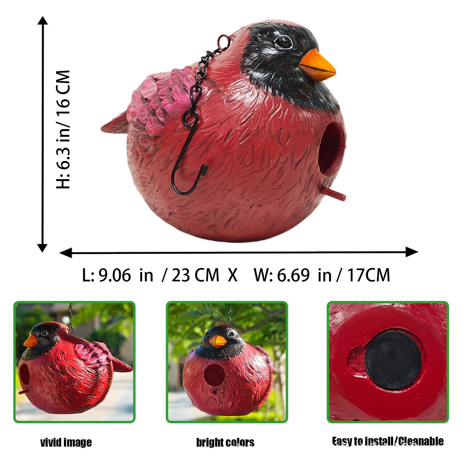 

Red Bird Resin Sculpture: Creative Outdoor Garden Ornament & Holiday Gift