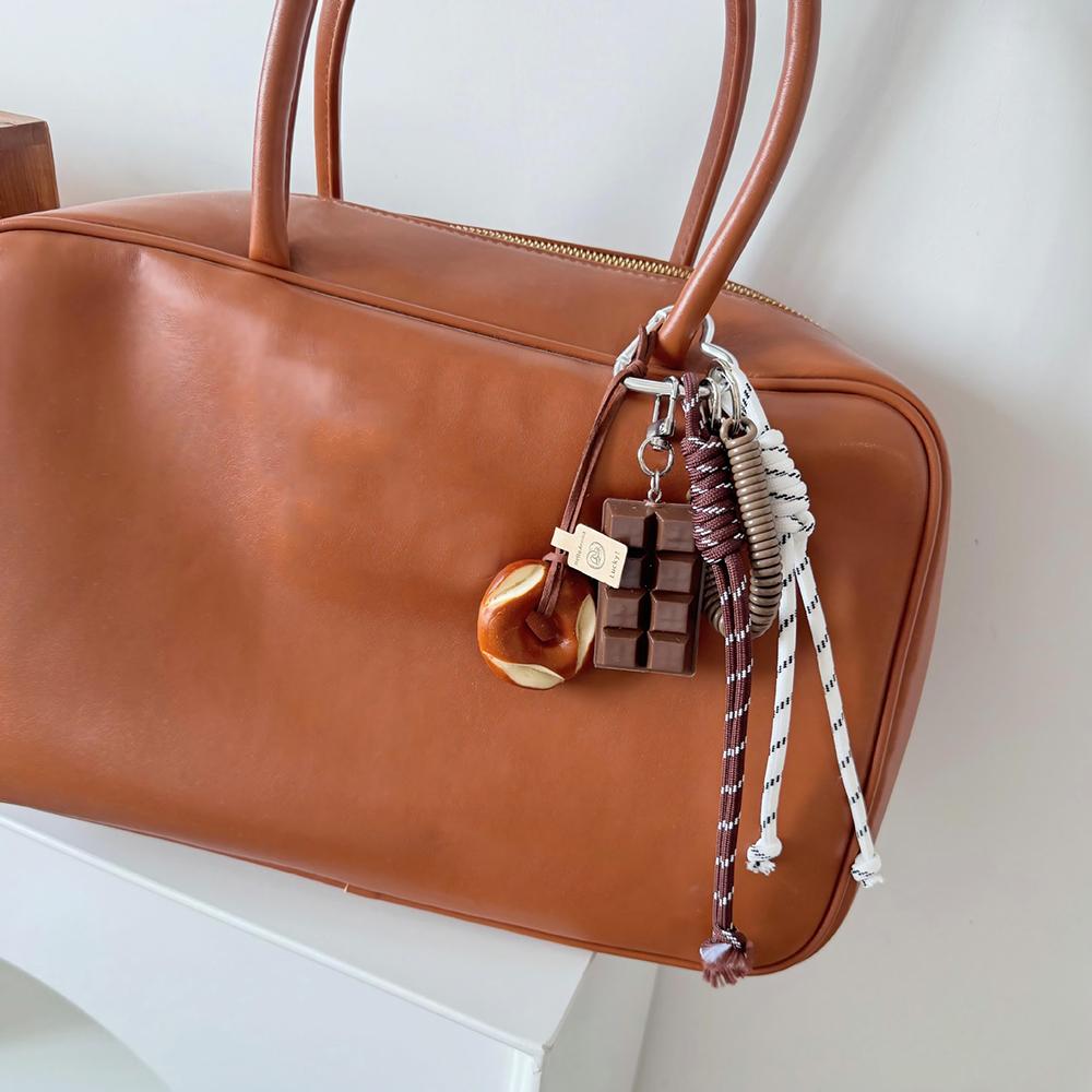Handmade Braided Rope Bag Pendant Keychain Creative Bread Chocolate DIY Charms for Women Girl Handbag School Bags Accessories