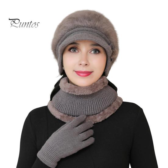 

3 шт./комплект для женщин среднего возраста, зимняя шапка-шарф, перчатки, комплект, толстая вязаная шапка для защиты ушей, перчатки, эластичные ветрозащитные перчатки для мамы, зимняя на открытом воздухе, для езды на велосипеде