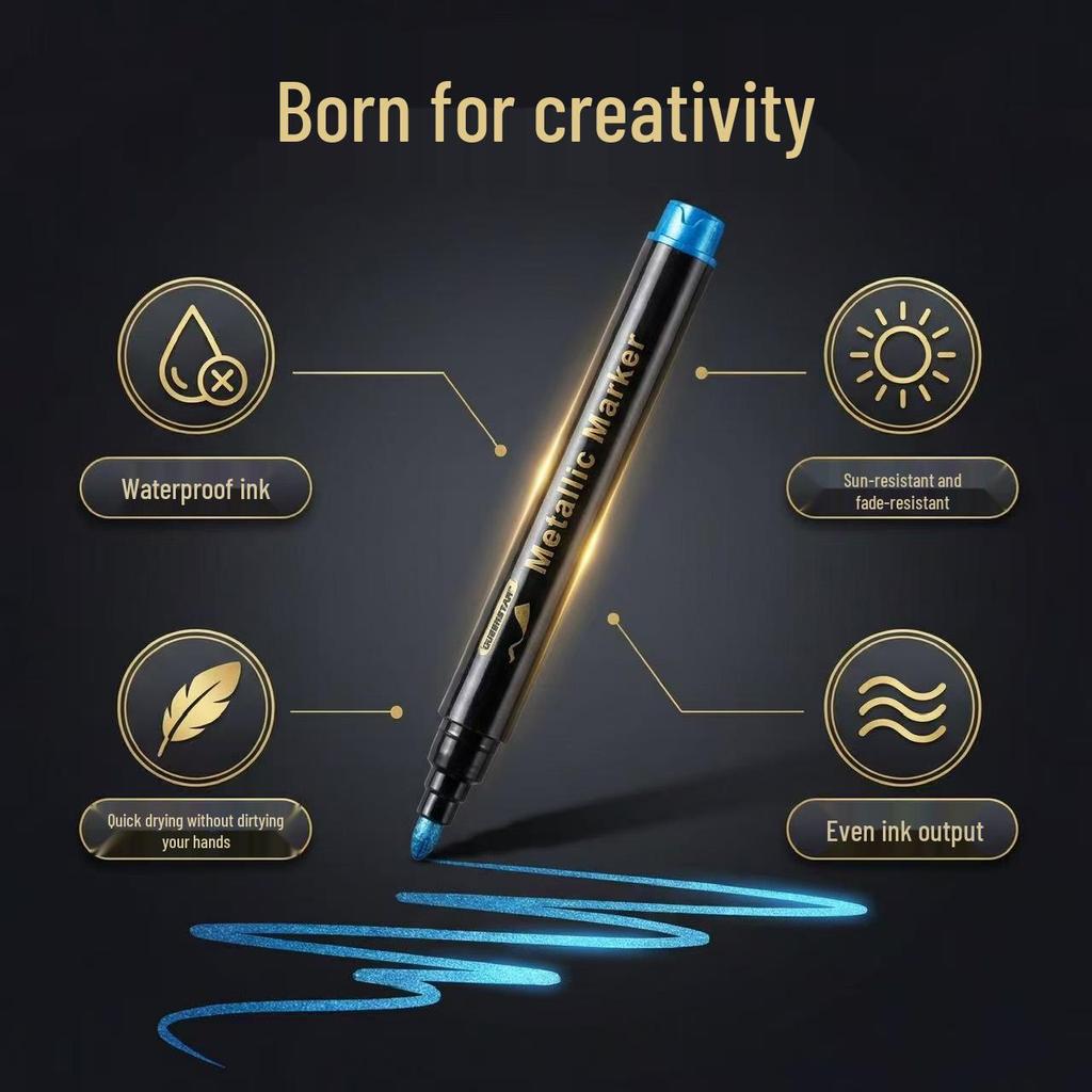 Cross 18-Color Waterproof Metal Marker Set - Water-Based Paint Pens for Outdoor Use