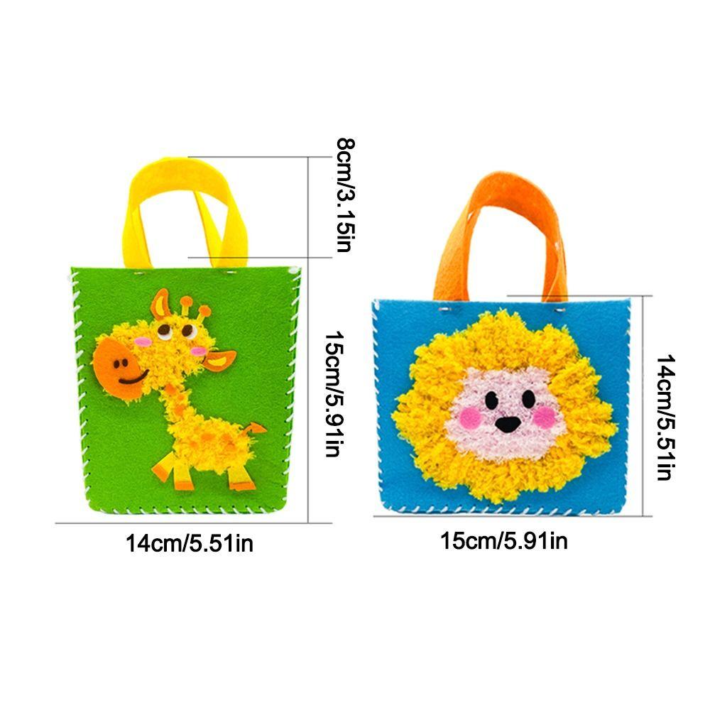 Creative Animals DIY Felt Animal Bag Soft Yarn Cartoon Handmade Bag Accessories Handbag Material Kits Children