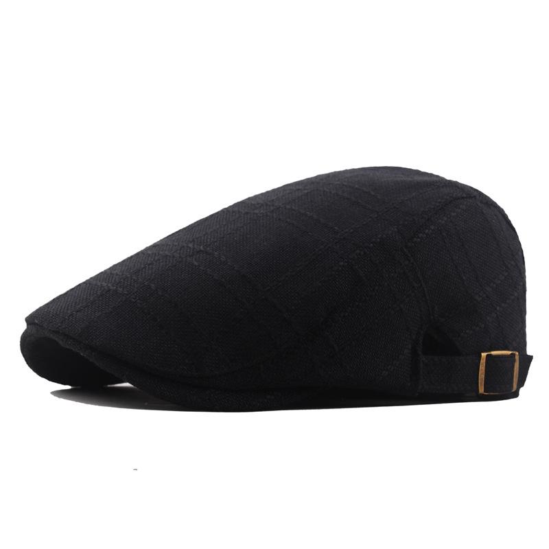 2020 cotton linen beret for men, vintage duckbill cap, artsy young adult forward cap, middle-aged and elderly hat
