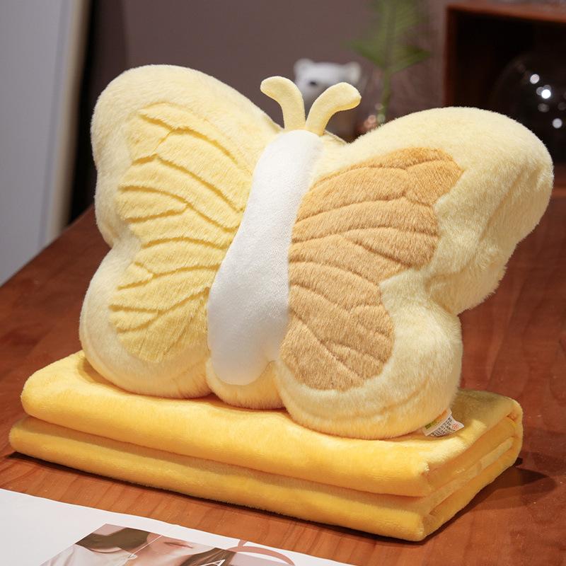 2 In 1 Butterfly Pillow Blanket Flannel Soft Warm Sofa Decorative Cushion Home Decor Xmas Gift Office Travel Nap Pillow Blanket 30x42cm жёлтый 4900₽